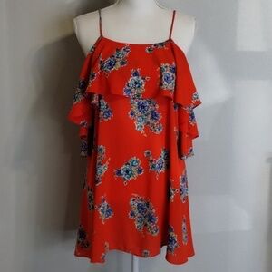 Line Up 143 Story Women's Mini Floral Dress Large Red Blue